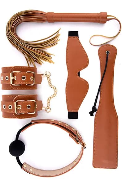 BDSM Set Cognac Vegan Leather Bondage paket