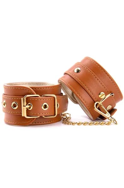 Blaze Elite Hand Cuffs Cognac Vegan Leather Handbojor
