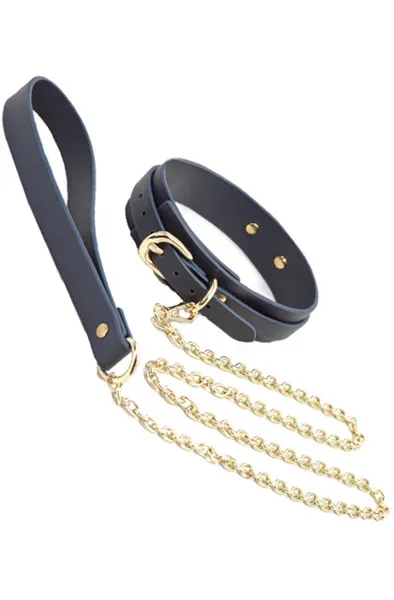 Bondage Couture Collar & Leash Blue Bondage Halsband & Koppel