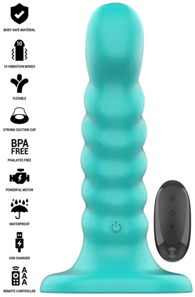 Buffy Vibrator Spiral 10 Vibrations Remote Control Dildo med vibrator