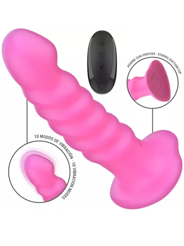 Cindy Spiral Vibrator Remote Pink 19 cm Dildo med vibrator