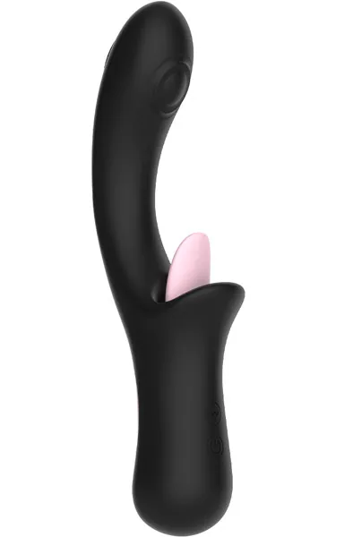 Clitoral Licking G-Spot Tapping Vibrator Black G-punktsvibrator