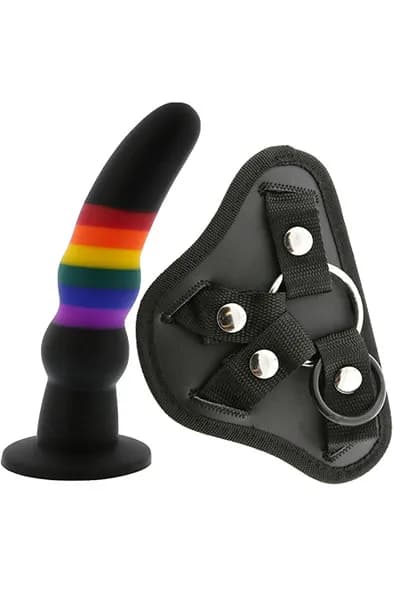 Colourful Love Strap On Solid Dildo 17 cm Strap-on med sele