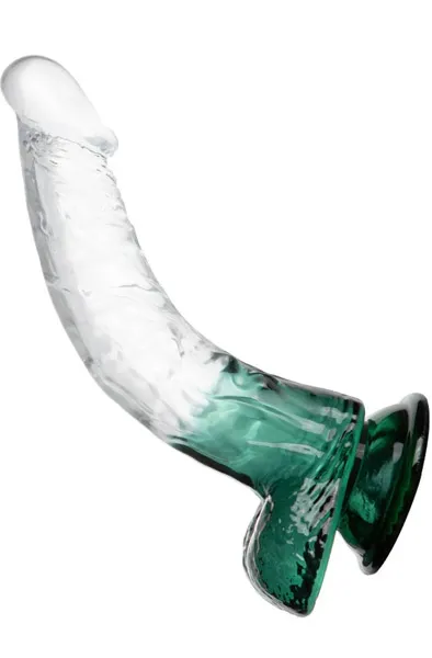 Crystal Pleasures Dual Color Curved Green 18 cm Dildo med sugpropp