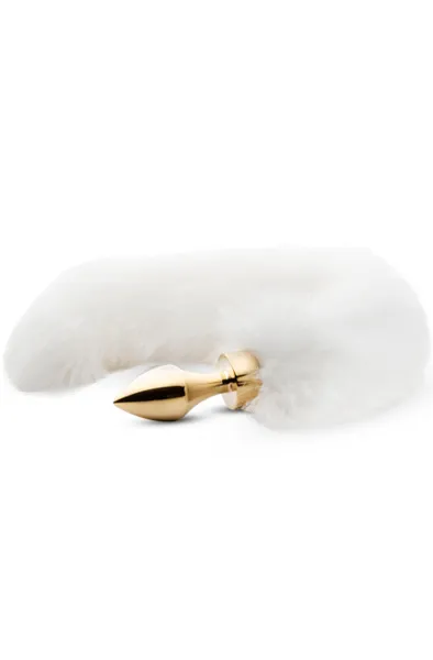 Easytoys Fox Tail Plug Gold/White Analplugg med svans