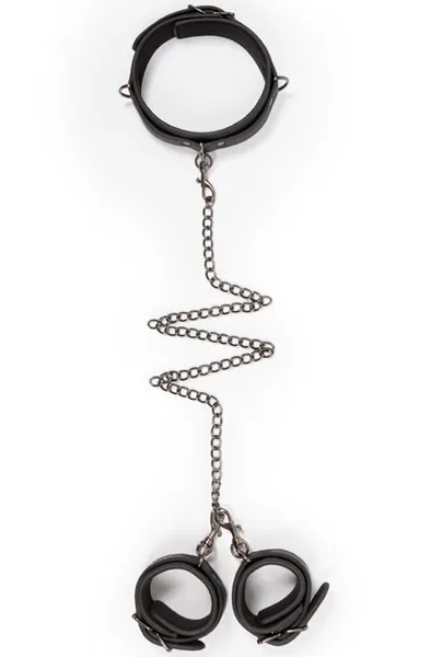 Easytoys Leather Collar With Handcuffs Halsband & handbojor