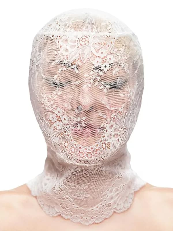 Fetish & Fashion Lace Hood White BDSM mask