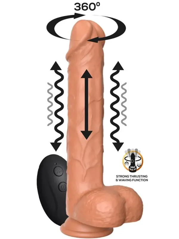 Flavius Dildo With Thrusting, Waving & Vibration 23 cm Dildo med vibrator