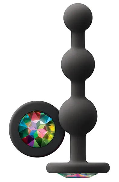 Glams Ripple Rainbow Gem Black Analplugg