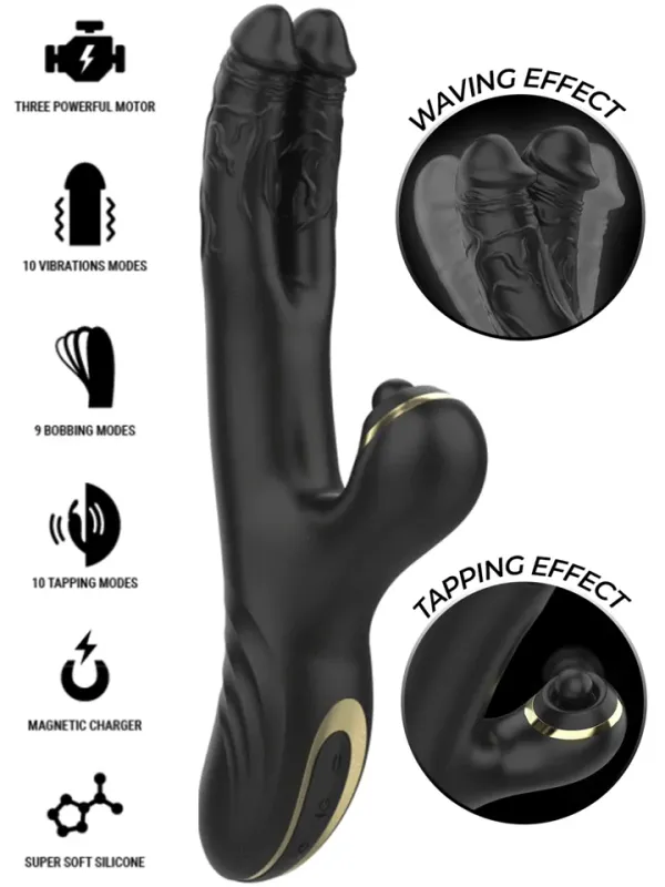 Ibiza Two Dragons Double Vibrator Black Rabbitvibrator