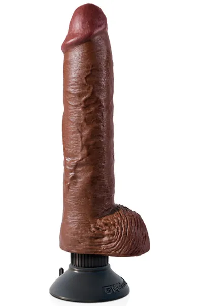 King Cock Vibrating Cock With Balls Brown 25,5 cm Dildo med vibrator