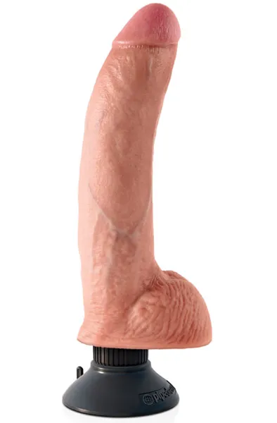 King Cock Vibrating Cock With Balls Flesh 23 cm Dildo med vibrator