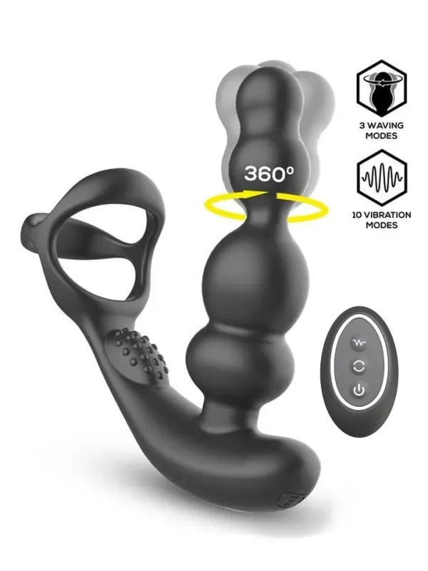 Klark Waving & Vibrating Plug With Remote Prostatavibrator med penisring