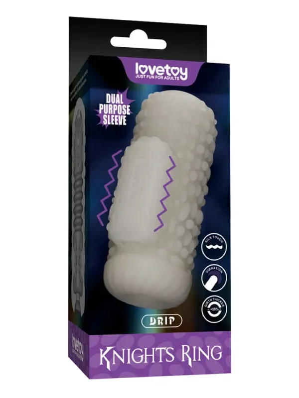 Knights Ring Vibrating Dual Purpose Sleeve-Drip Penisförlängare/Sleeve med vibrator