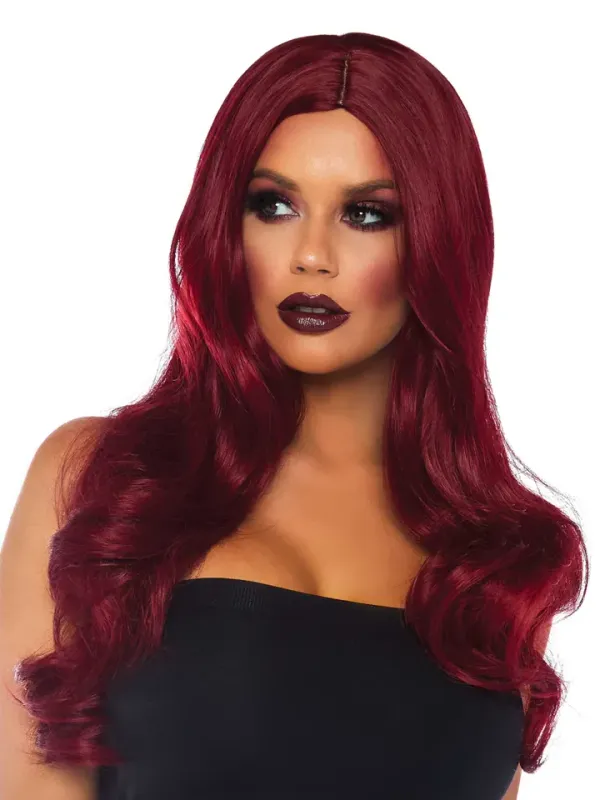 Leg Avenue Long Wavy Wig Red Röd Peruk