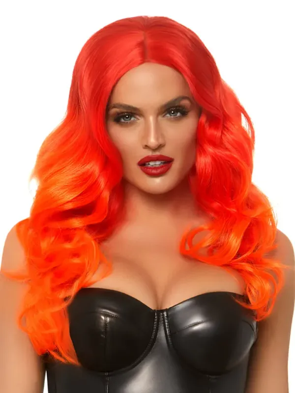 Leg Avenue Ombre Long Wavy Wig Orange Peruk
