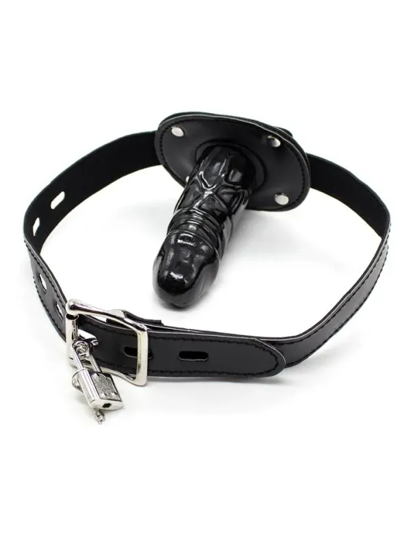 Locking Long Penis Gag 10 cm Gagball med dildo