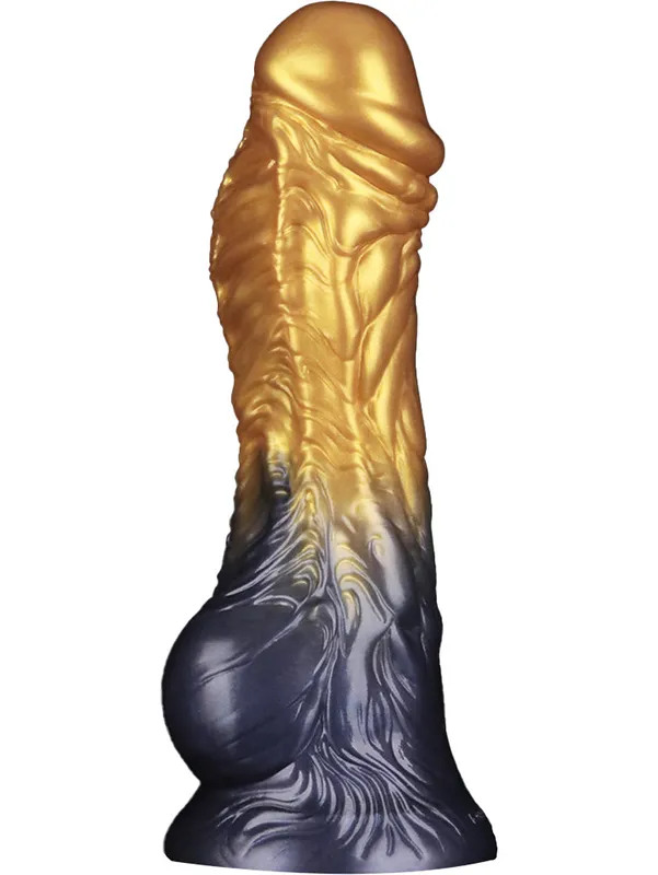 LoveToy: Aerosx, Dual Density Inflatable Dildo, 21 cm, guld/svart