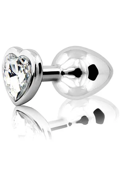 Loving Heart Butt Plug Silver/Clear Medium Analplugg metall
