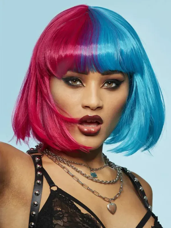 Manic Panic Red & Blue Bob Wig Peruk