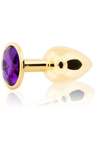 Metal Butt Plug Gold/Purple Small Analplugg metall