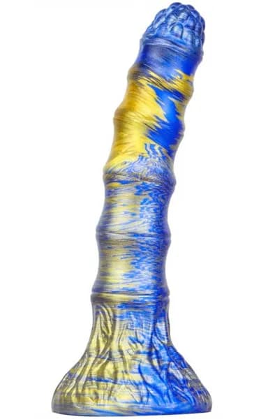 Metallic Fantasy Dildo Bamspin Blue/Gold 17,5 cm Dragon dildo