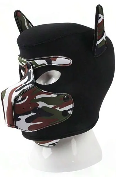 Neoprene Dog On Mask Black-Camouflage BDSM mask