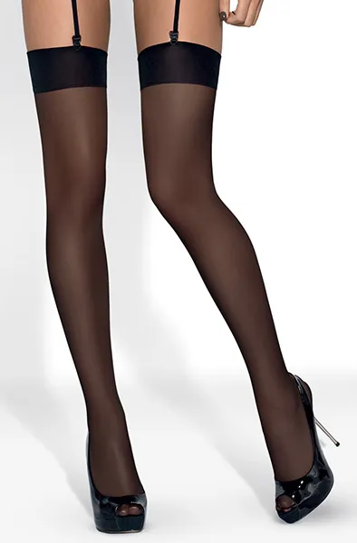 Obsessive S800 Stockings Black L/XL Stay-ups