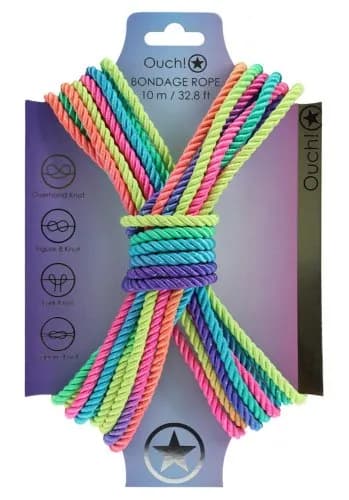 Ouch! Bondage Rope 10 m - Multicolor Bright