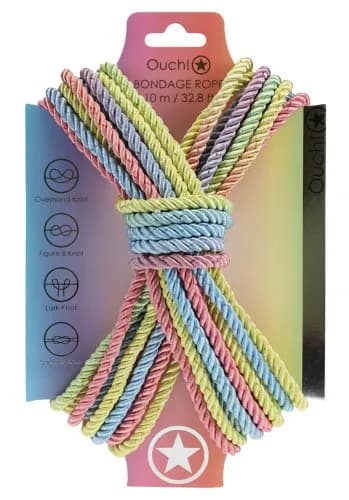 Ouch! Bondage Rope 10 m - Multicolor Pastel