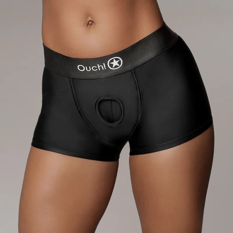 Ouch! - Vibrating Strap On Boxer - Black - M/L