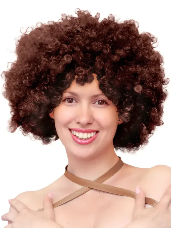 Party Wig Afro Hair Brown Peruk