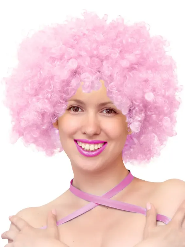 Party Wig Light Pink Afro Hair Peruk