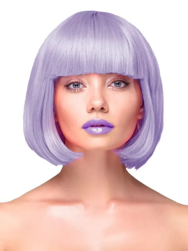Party Wig Short Straight Purple Hair Peruk