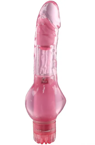 Pink Satisfaction Slim Penis Shaped Vibrator Dildo med vibrator