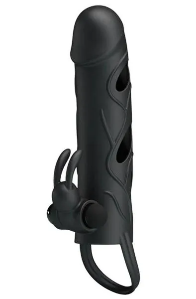 Pretty Love Penis Sleeve With Ball Strap Penisöverdrag med vibration