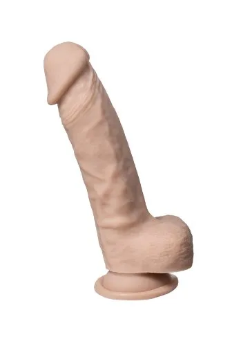 Real Skin Dual Density Dildo med pung 18 cm