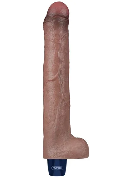 Real Softee Vibrating Dildo Brown 26,5 cm Dildo med vibrator