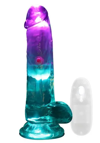 Realrock LED Vibrating Straight Cock with Balls 15 cm