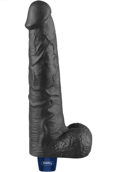 Rechargeable Vibrating Dildo Black 27,2 cm Dildo med vibrator