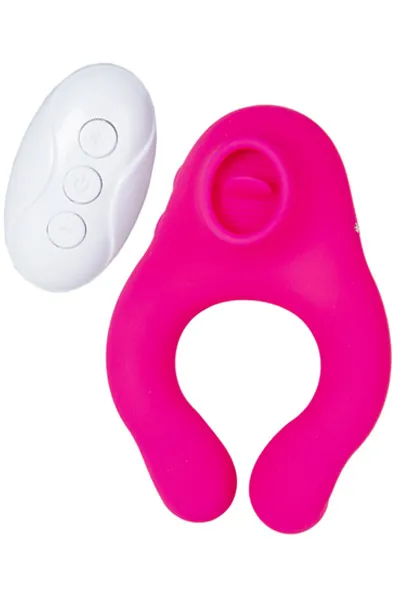 Remote Controlled Vibrating Licking Cock Ring Pink Penisring med vibrator