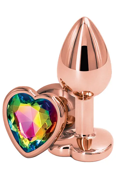 Rose Gold Rainbow Heart Small Analplugg metall