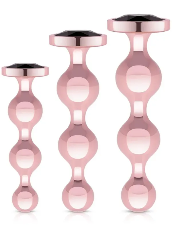 Rosy Gold Metal Butt Plug 3-pcs Set Analpluggar paket