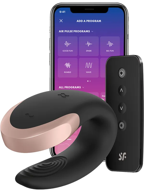 Satisfyer Connect: Double Love, Luxury Partner Vibrator, svart
