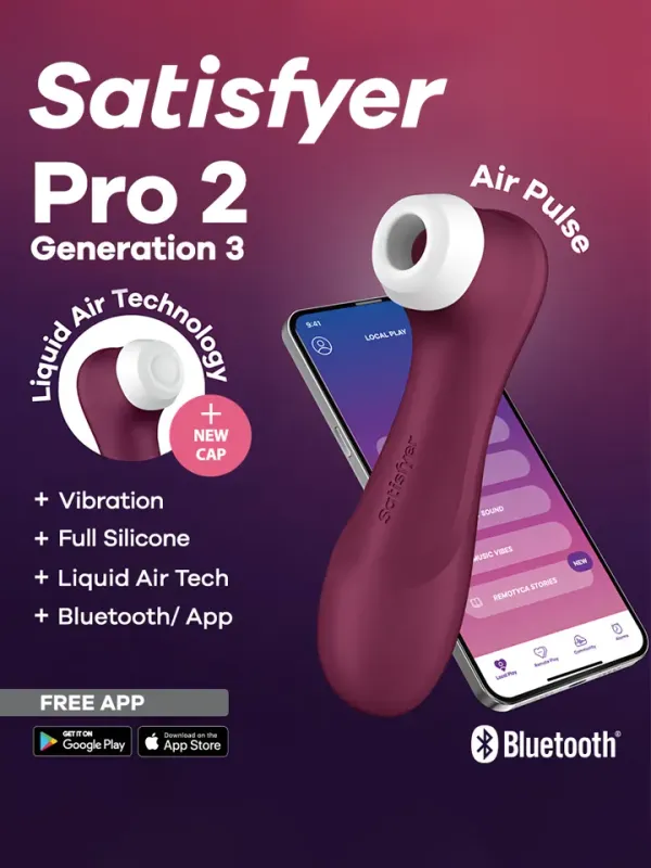 Satisfyer Pro 2 Gen. 3 With Liquid Air & Bluetooth App Red Lufttrycksvibrator