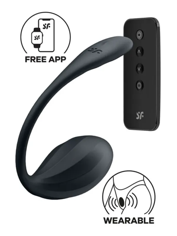 Satisfyer Ribbed Petal App Vibrator Black Appstyrt vibrerande ägg