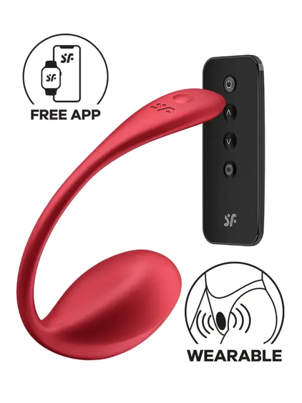 Satisfyer Shiny Petal App Vibrator Red Appstyrt vibrerande ägg