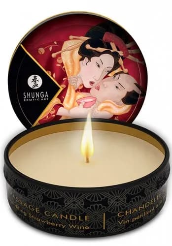 Shunga Massageljus, Strawberry - 30 ml