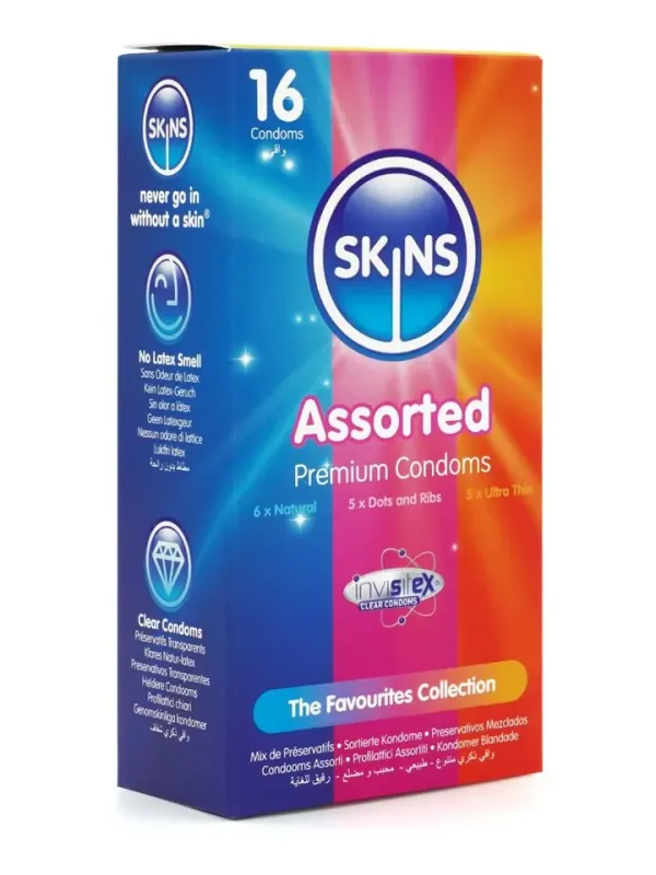 Skins Assorted Condoms 16-pack Mixade kondomer
