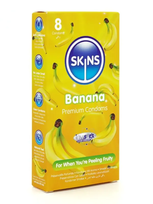 Skins Banana Condoms 8-pack Smaksatta kondomer